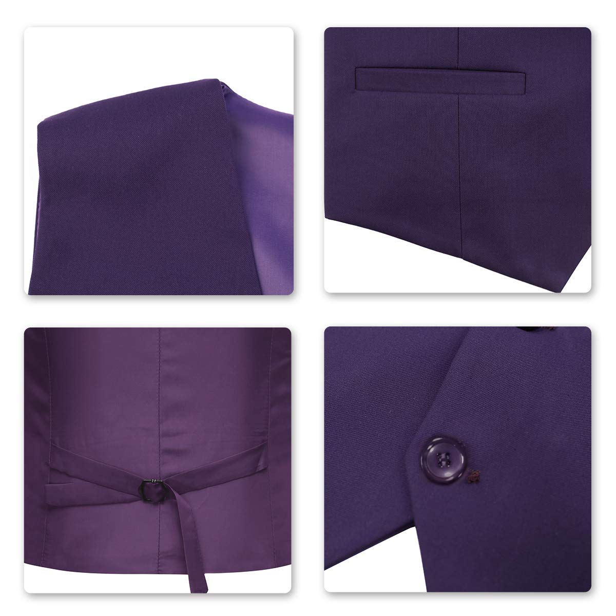 YFFUSHI Mens Suit Jacket Vest 2 Piece Set Slim Fit Separate Casual Formal Dress Tops Purple