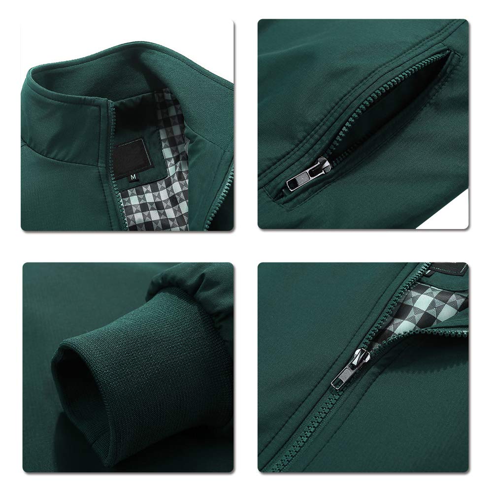 YFFUSHI Mens Casual Jacket Lightweight Outdoor Zipper Softshell Windbreaker Jacket Green