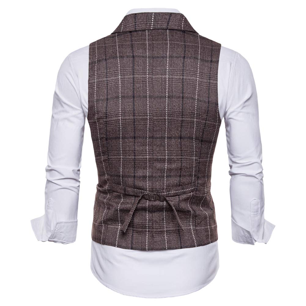 YFFUSHI Mens Dress Formal Premium Single Breasted Vest Waistcoat Coffee