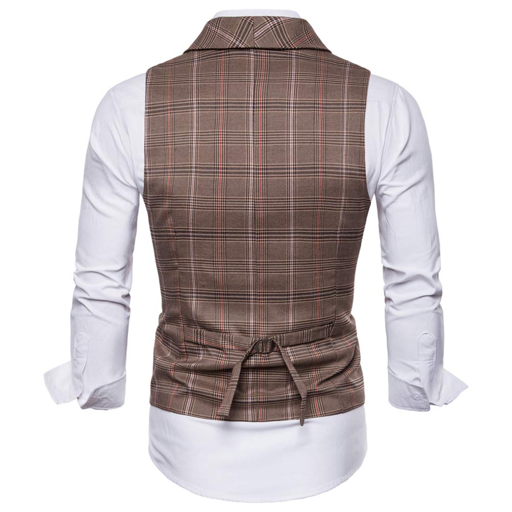 YFFUSHI Mens Turn Down Collar Premium Button Down Vest Waistcoat Coffee