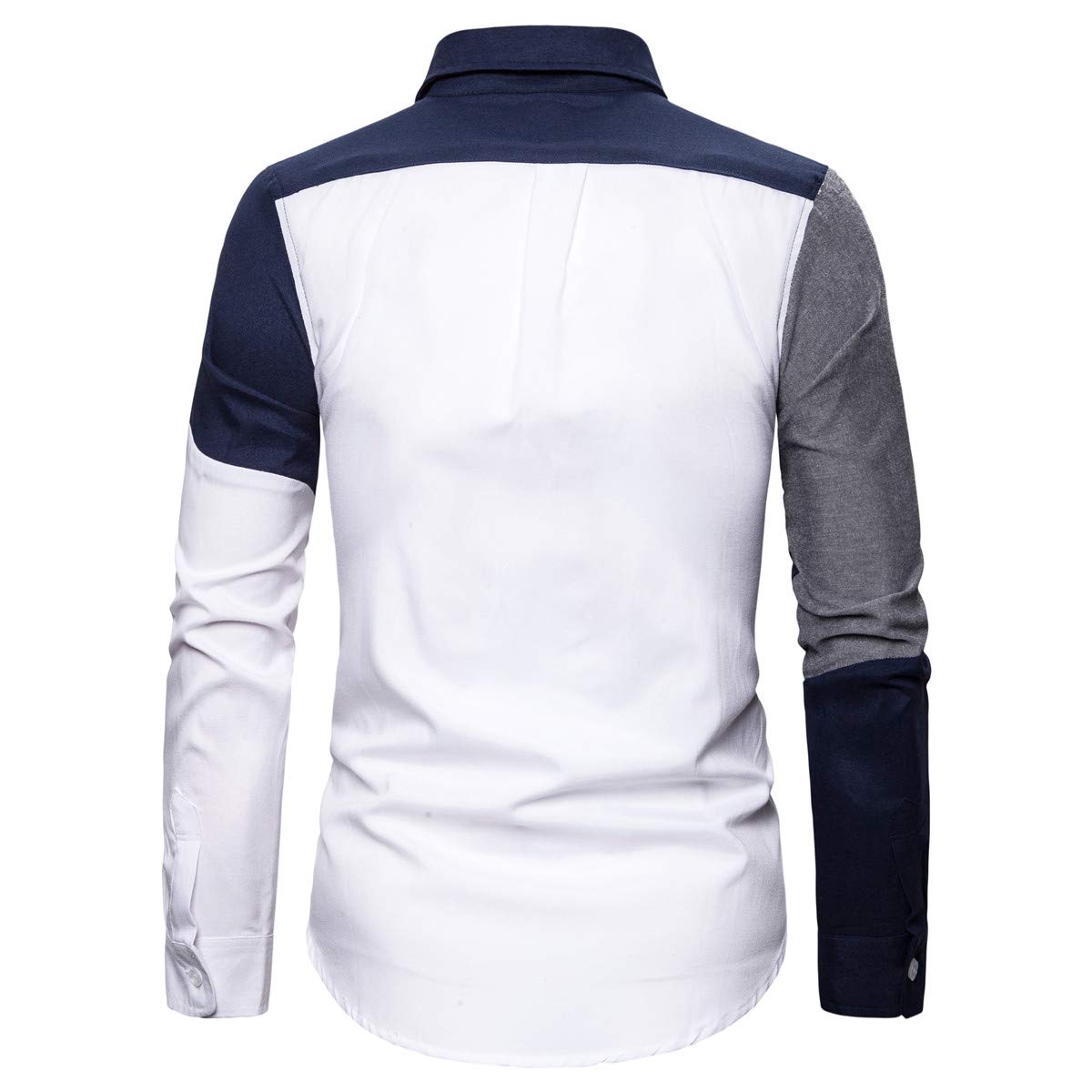 YFFUSHI Men's Casual Long Sleeves Shirts Button Down Slim Fit Comfort Daily Dress Shirts Navy Collar