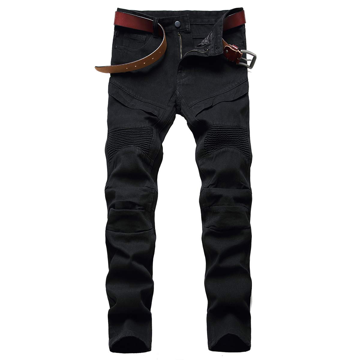 YFFUSHI Mens Skinny Straight Fit Distressed Holes Comfy Denim Jeans Pants Black