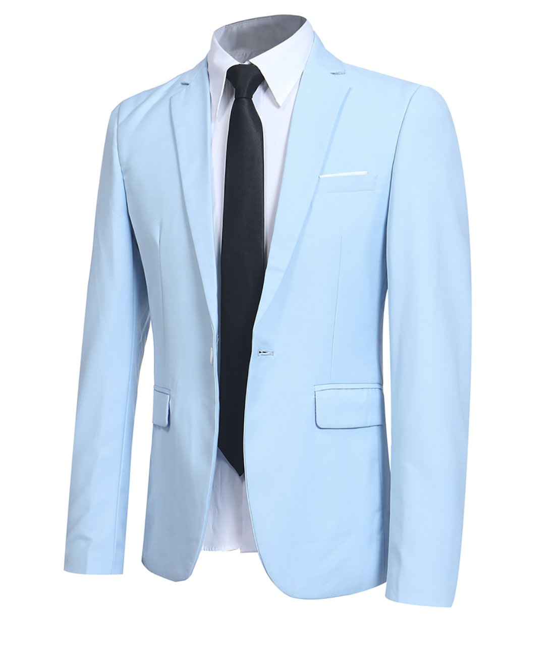 Mens Light Blue Slim Fit One Button Blazer