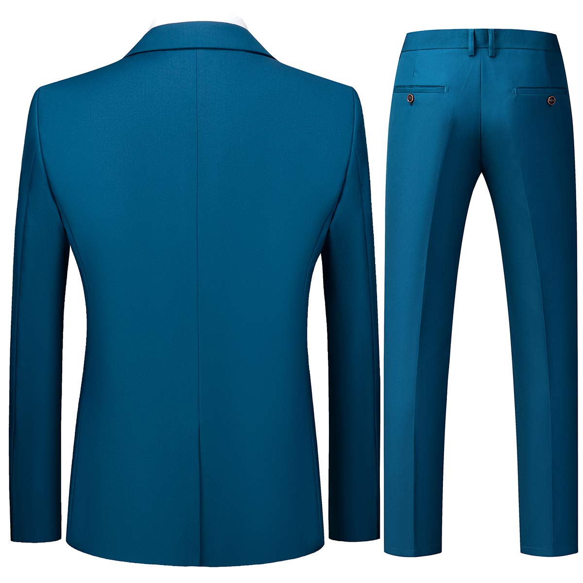 YFFUSHI Mens 3 Piece Suits Slim Fit 2 Buttons Business Wedding Formal Teal Blue