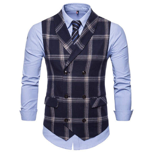 YFFUSHI Mens Slim Fit Turn Down Collar Premium Vest Waistcoat Navy