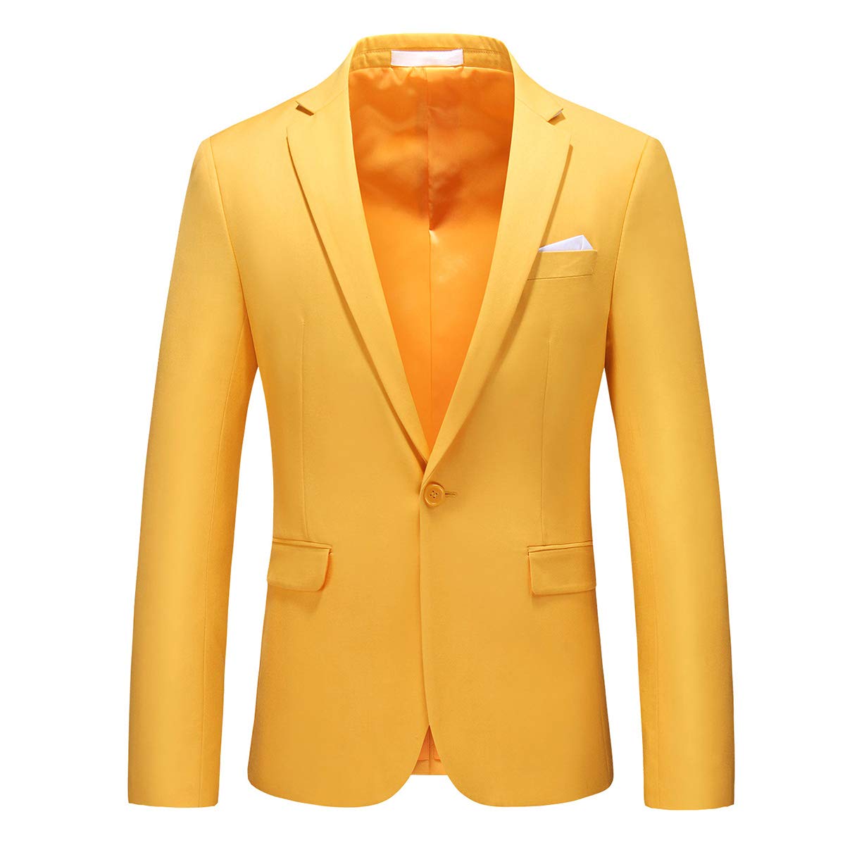 YFFUSHI Mens 2 Piece Suits 1 Button Slim Fit Notched Lapel Solid Formal Jacket Pants Set Orange