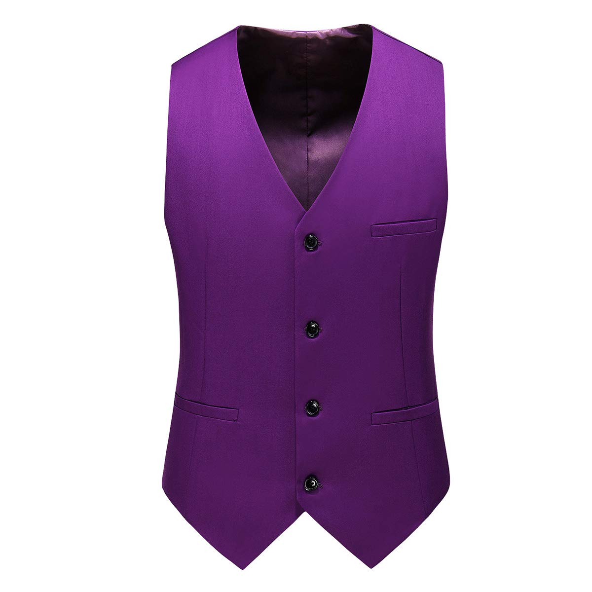 YFFUSHI Mens 3 Piece Dress Suit 1 Button Formal Casual Tux Vest Trousers Purple