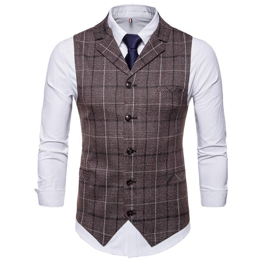 YFFUSHI Mens Dress Formal Premium Single Breasted Vest Waistcoat Coffee