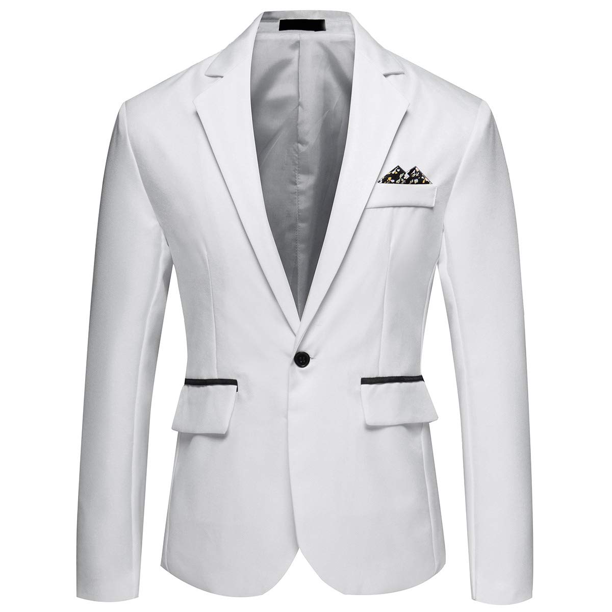 YFFUSHI Men's Casual Slim Fit One Button Notched Lapel Lightweight Blazer White