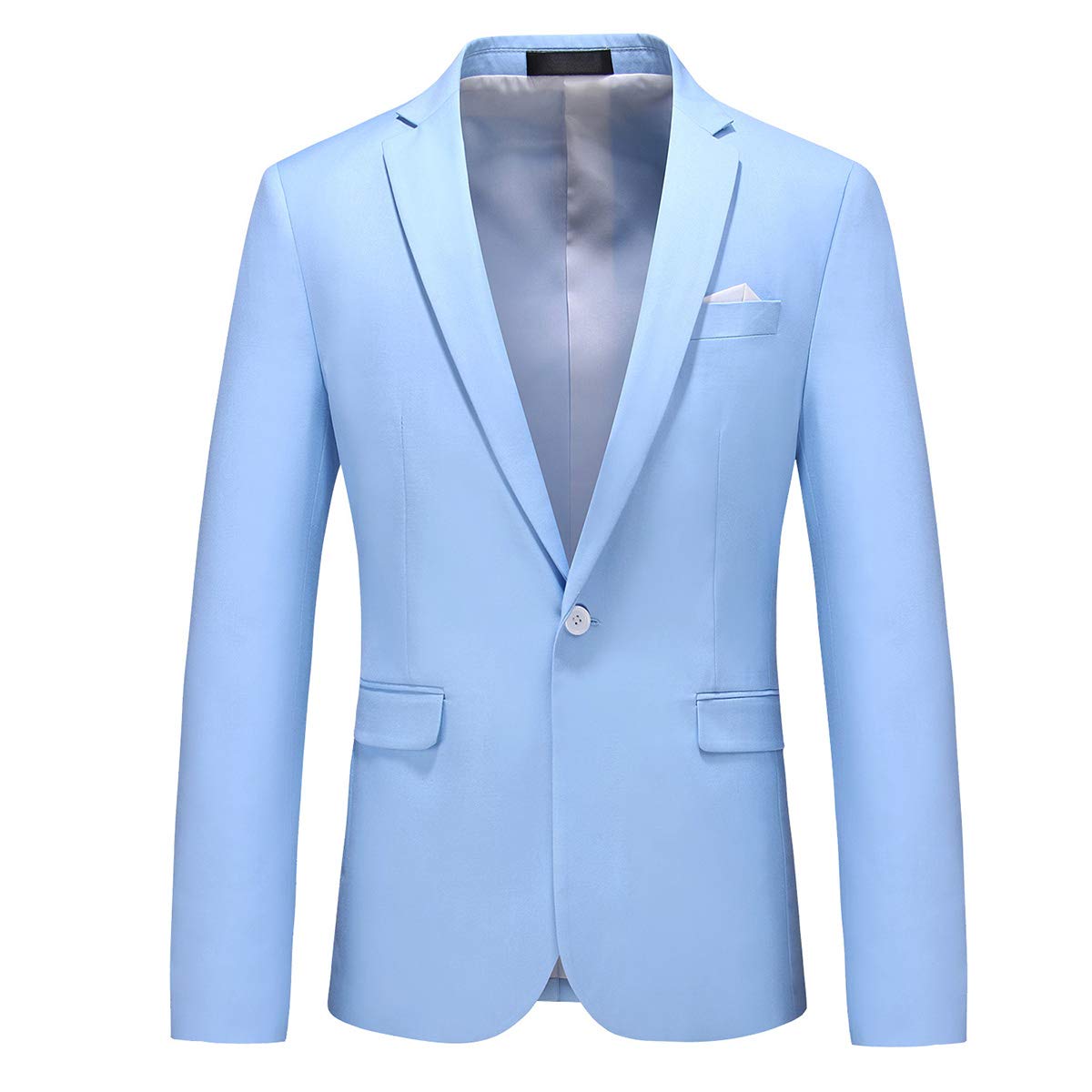 YFFUSHI Mens 3 Piece Dress Suit 1 Button Formal Casual Tux Vest Trousers Light Blue