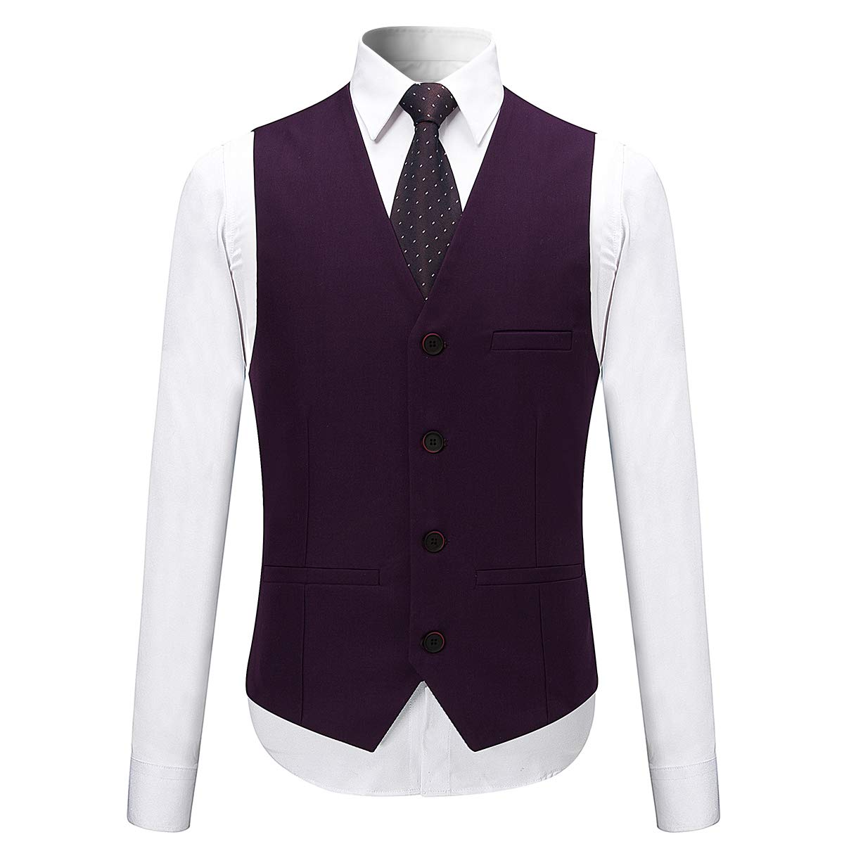 YFFUSHI Mens Slim Fit Classic Fit One Button 3-Piece Suits Purple