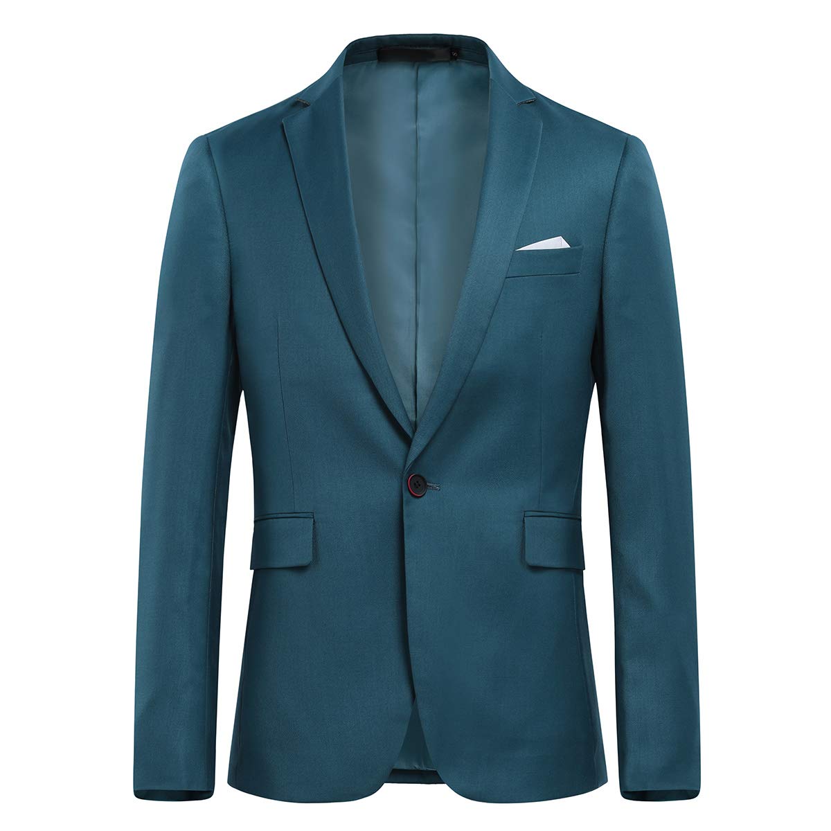 YFFUSHI Mens Slim Fit Classic Fit One Button 3-Piece Suits Teal Blue