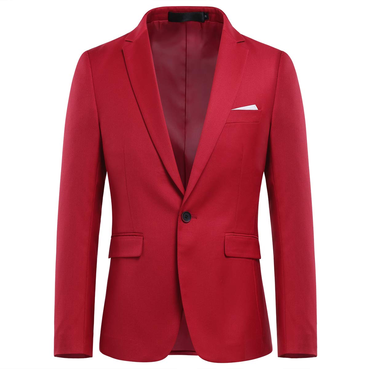 YFFUSHI Mens Slim Fit Classic Fit One Button 3-Piece Suits Red