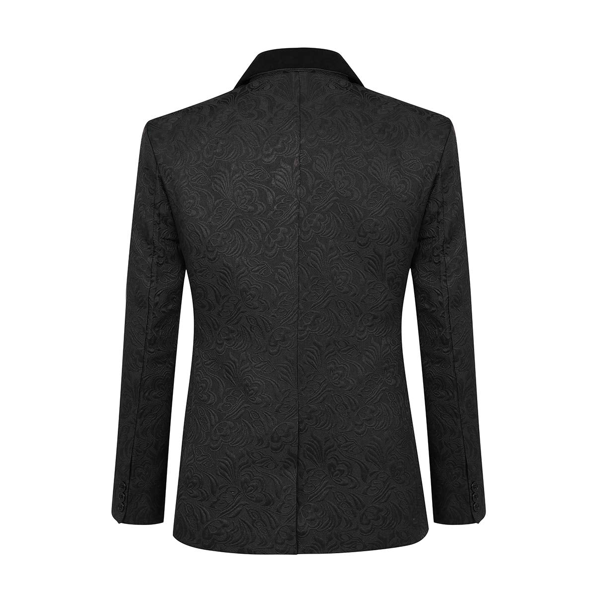 YFFUSHI Men's 3 Piece Suit Jacquard Tuxedo One Button Shawl Collar Black