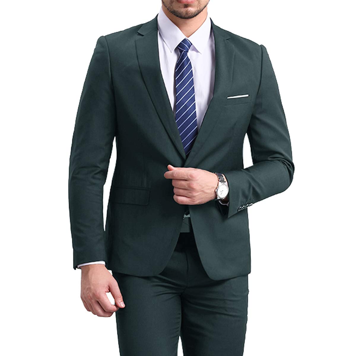 Mens Green Slim Fit One Button Blazer