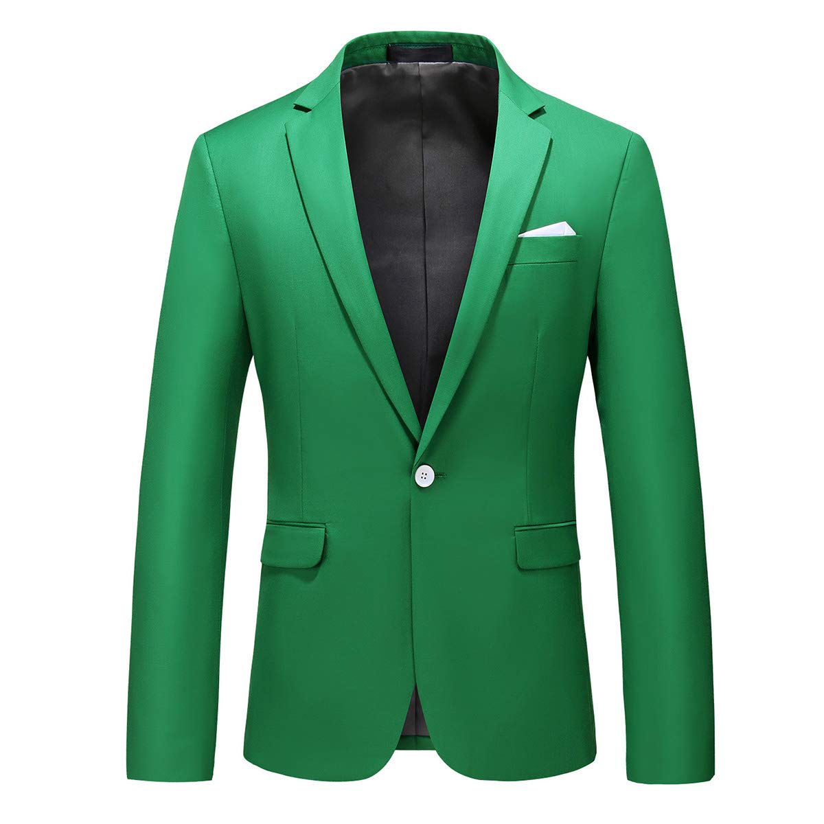 YFFUSHI Mens 2 Piece Suits 1 Button Slim Fit Notched Lapel Solid Formal Green