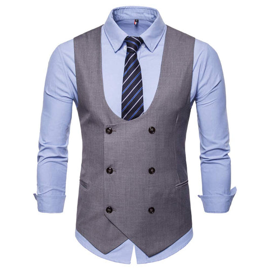 YFFUSHI Mens Slim Fit Formal Premium Button Down Vest Waistcoat Pure Grey