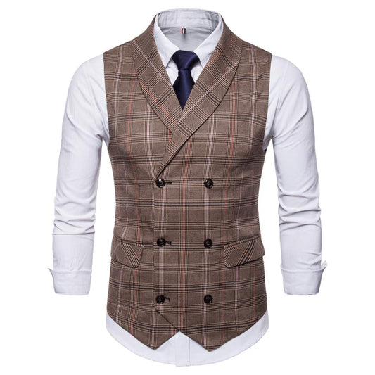 YFFUSHI Mens Turn Down Collar Premium Button Down Vest Waistcoat Coffee