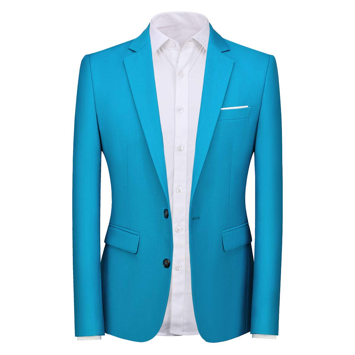 YFFUSHI Mens 3 Piece Suits Slim Fit 2 Buttons Business Wedding Formal Light Blue