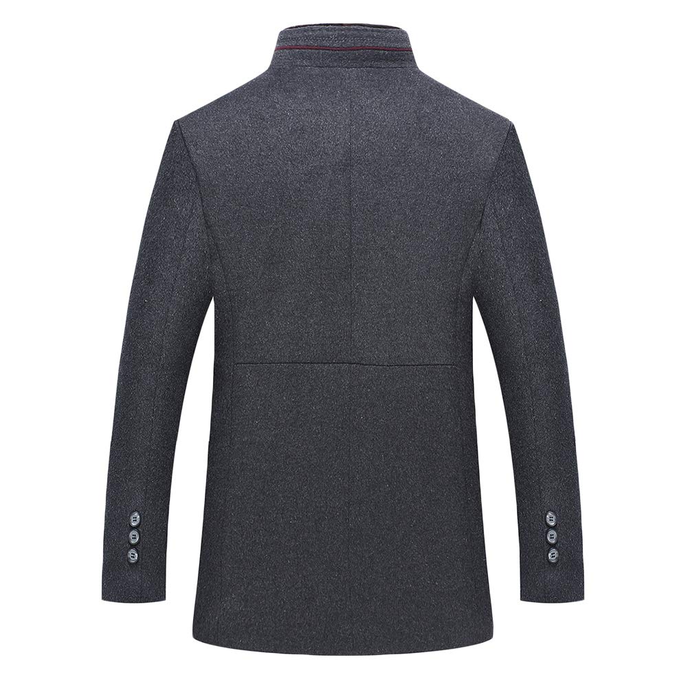 YFFUSHI Mens Wool Blend Coat Thick Warm Winter Casual Overcoat with Removable Fur Collar Gray