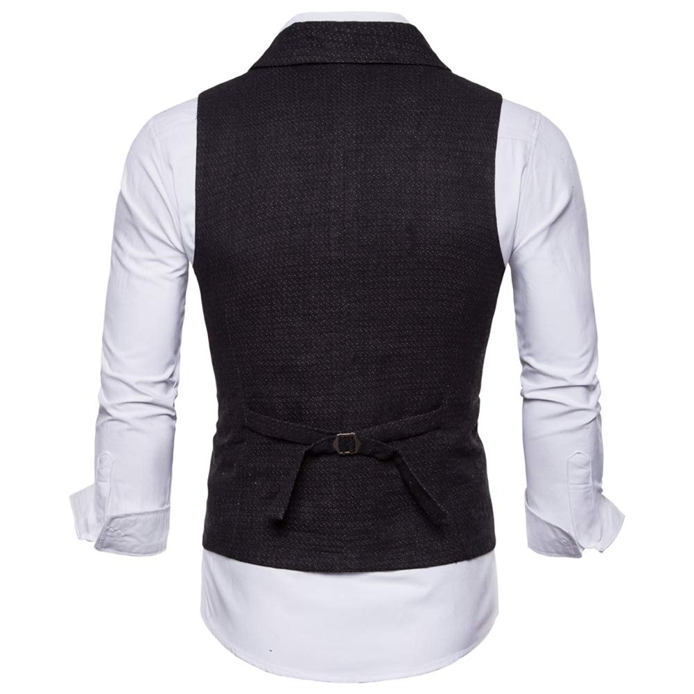 YFFUSHI Mens Slim Fit Formal Premium Button Down Vest Waistcoat Black