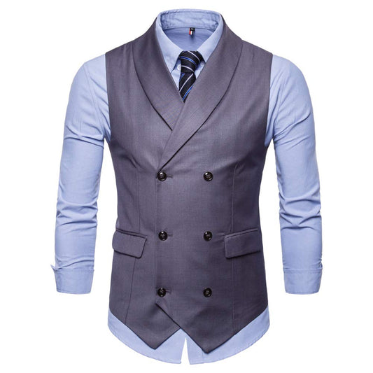 YFFUSHI Mens Turn Down Collar Premium Button Down Vest Waistcoat Grey 1