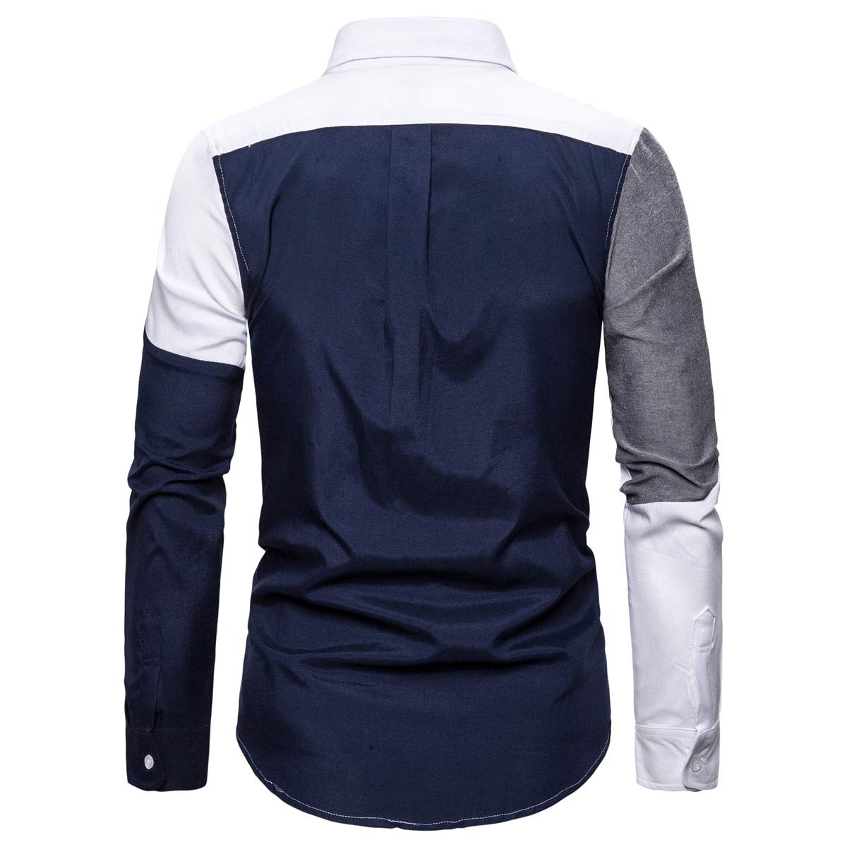 YFFUSHI Men's Casual Long Sleeves Shirts Button Down Slim Fit Comfort Daily Dress Shirts White Collar