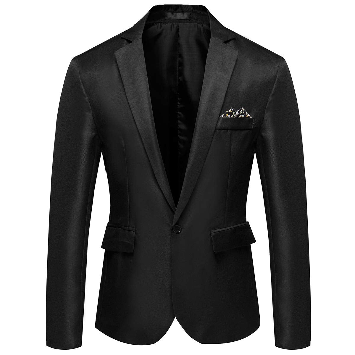 YFFUSHI Men's Casual Slim Fit One Button Notched Lapel Lightweight Blazer Black