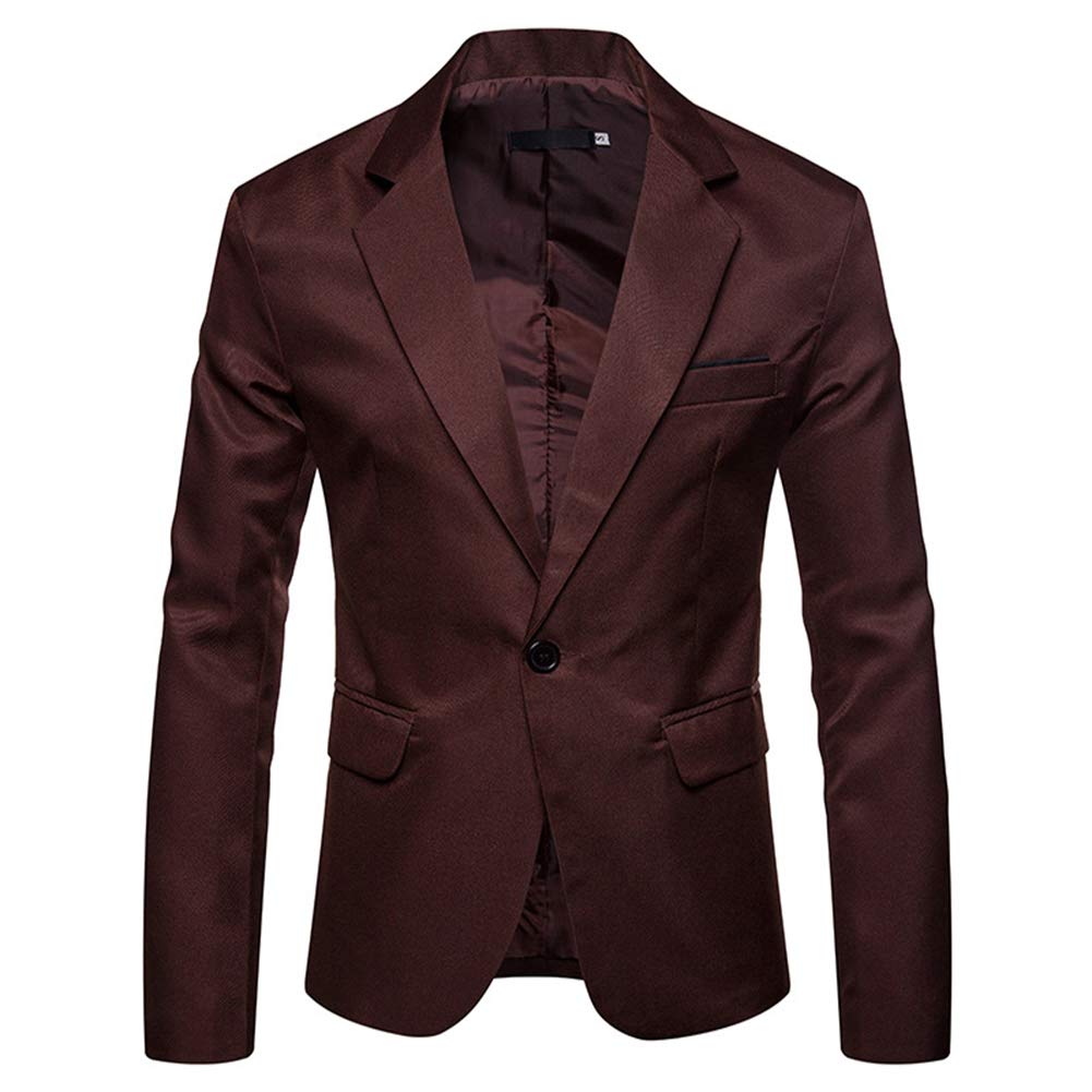 YFFUSHI Mens Suit Jacket 1 Button Notched Lapel Sport Coat Business Daily Blazer Coffee