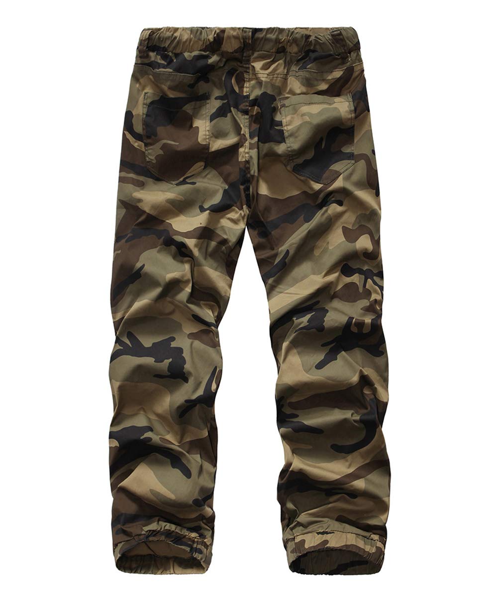 YFFUSHI Mens Camo Cargo Pants Cotton Casual Straight Leg Work Pants with Multi Pockets K18 Camo Yellow