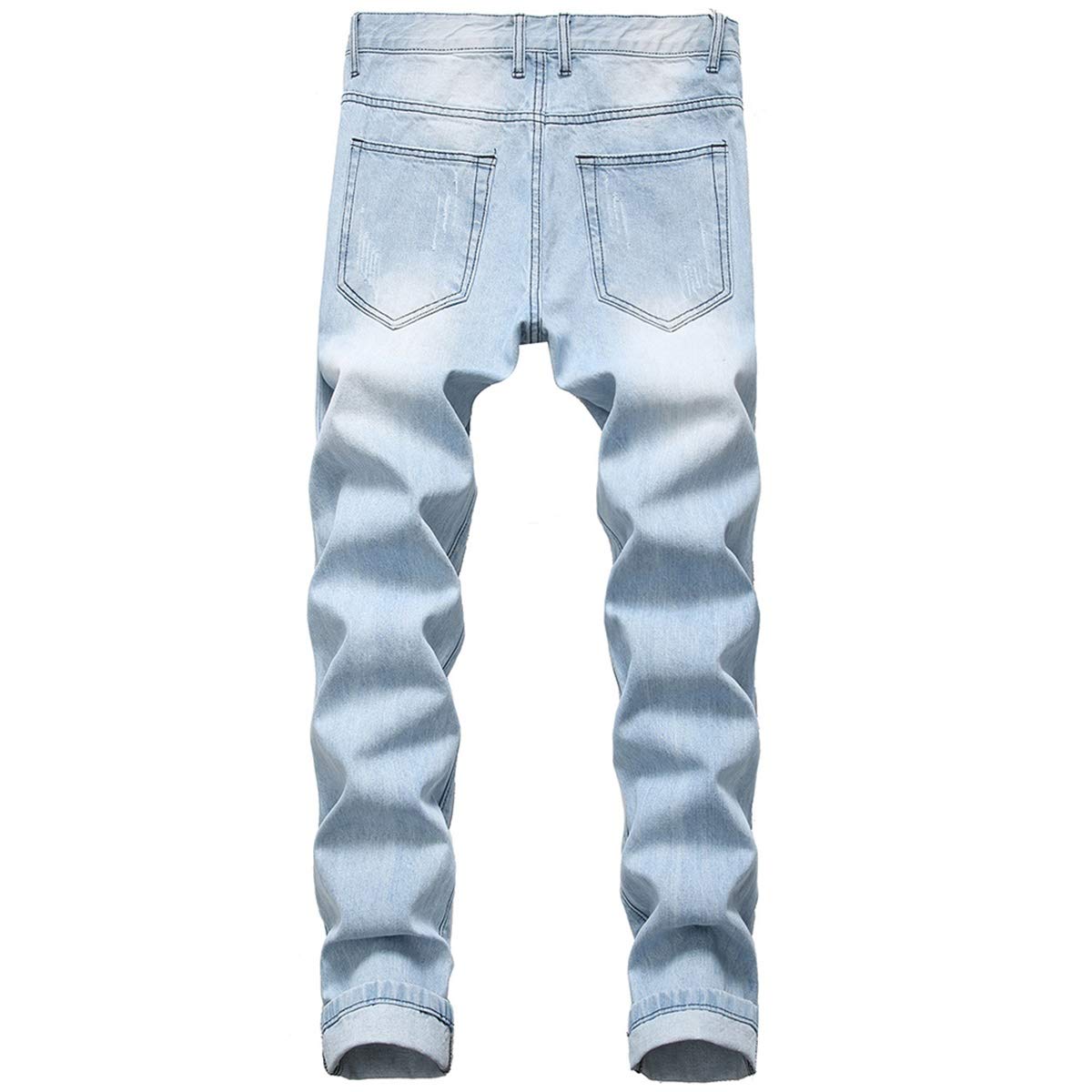 YFFUSHI Men's Classic Slim Fit Jeans Pants Straight-Leg Stretch Comfort Denim Pants Light Blue