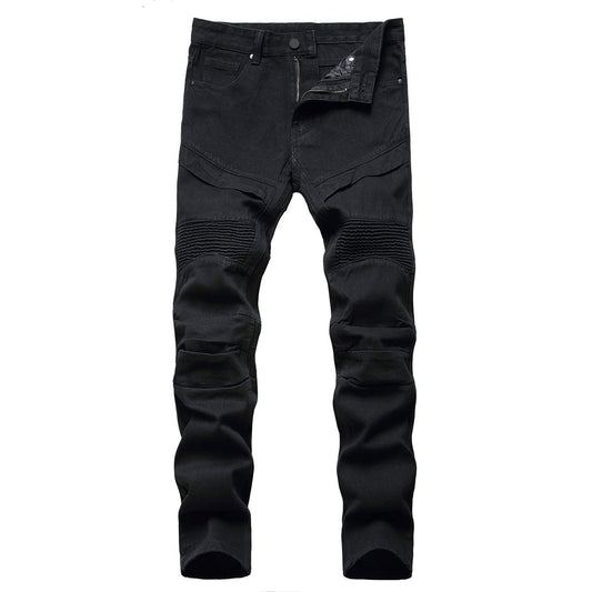 YFFUSHI Mens Skinny Straight Fit Distressed Holes Comfy Denim Jeans Pants Black