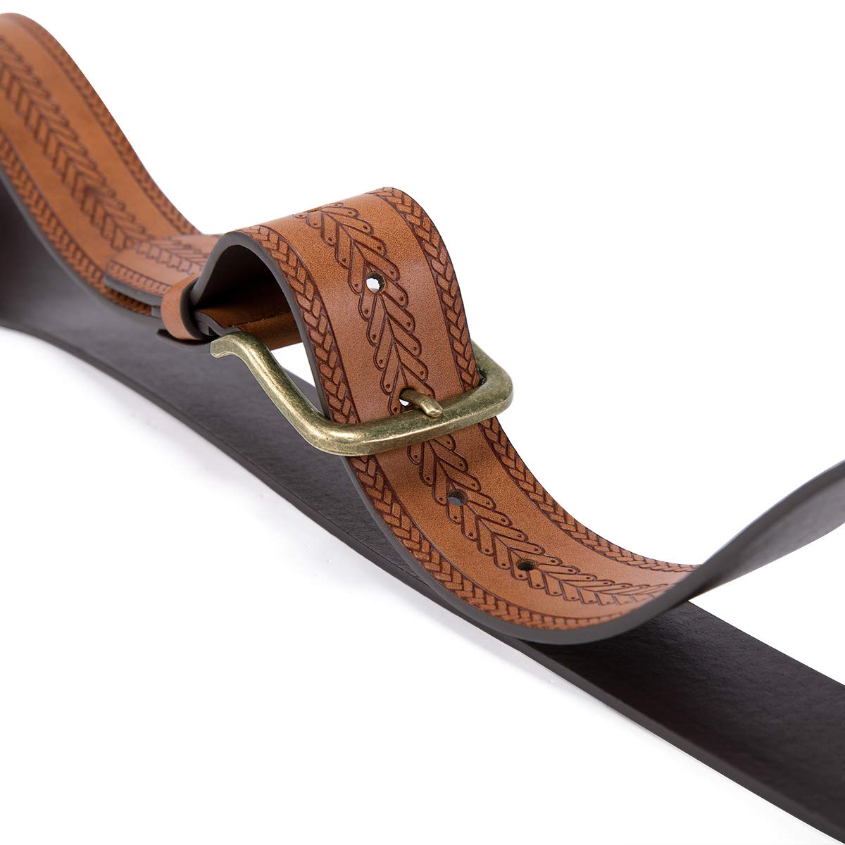 YFFUSHI Men Leather Dress Belt Classic Elegant Fashion Design Brown