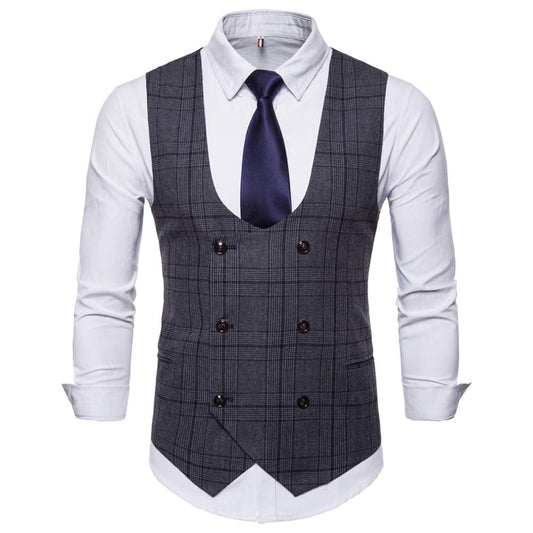 YFFUSHI Mens Slim Fit Formal Premium Button Down Vest Waistcoat Dark Grey