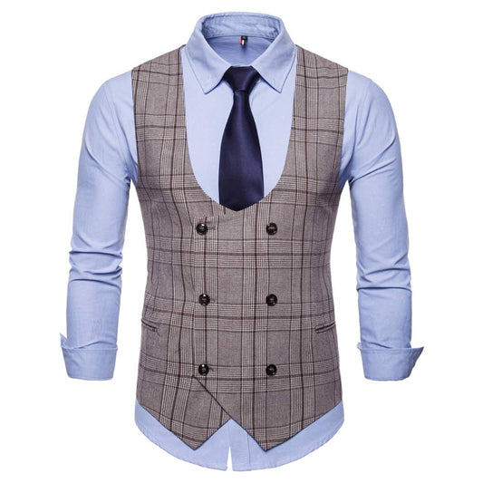 YFFUSHI Mens Slim Fit Formal Premium Button Down Vest Waistcoat Coffee