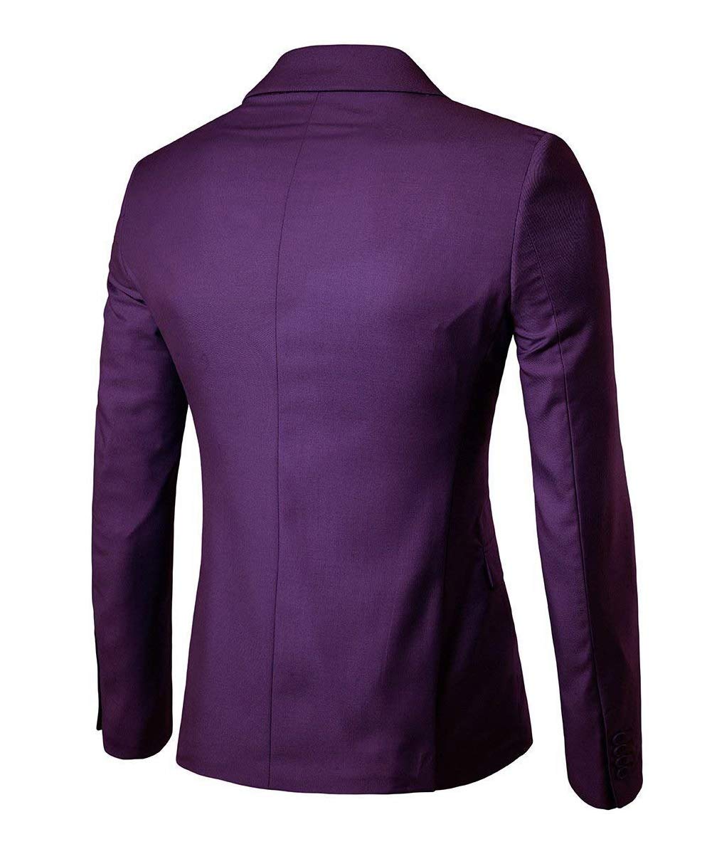 Mens Dark Purple 2 Piece Slim Fit One Button Suits