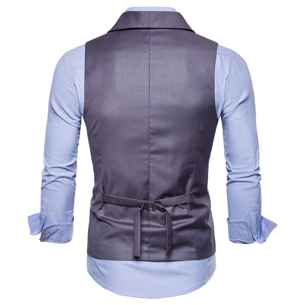 YFFUSHI Mens Turn Down Collar Premium Button Down Vest Waistcoat Grey 1