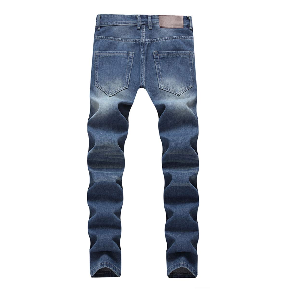 YFFUSHI Mens Ripped Distressed Stretch Jeans Pants Skinny Slim Fit Straight Leg Fashion Pants Blue