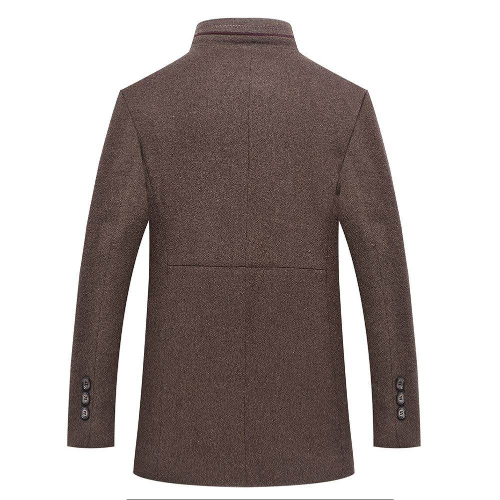 YFFUSHI Mens Wool Blend Coat Thick Warm Winter Casual Overcoat with Removable Fur Collar Coffee