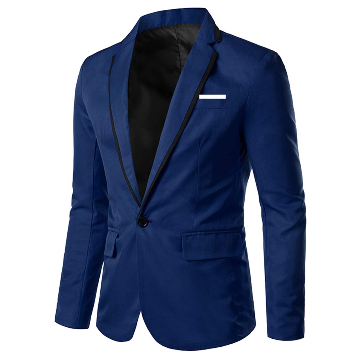 YFFUSHI Men's Casual Suit Jacket 1 Button Slim Fit Business Solid Blazer Coat Blue