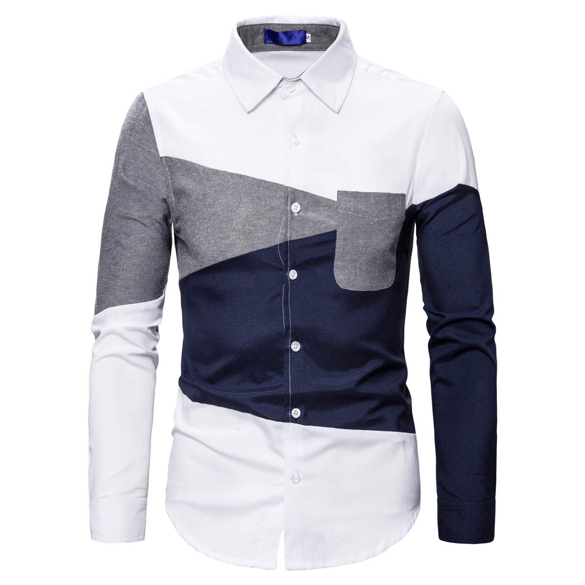 YFFUSHI Men's Casual Long Sleeves Shirts Button Down Slim Fit Comfort Daily Dress Shirts White Collar