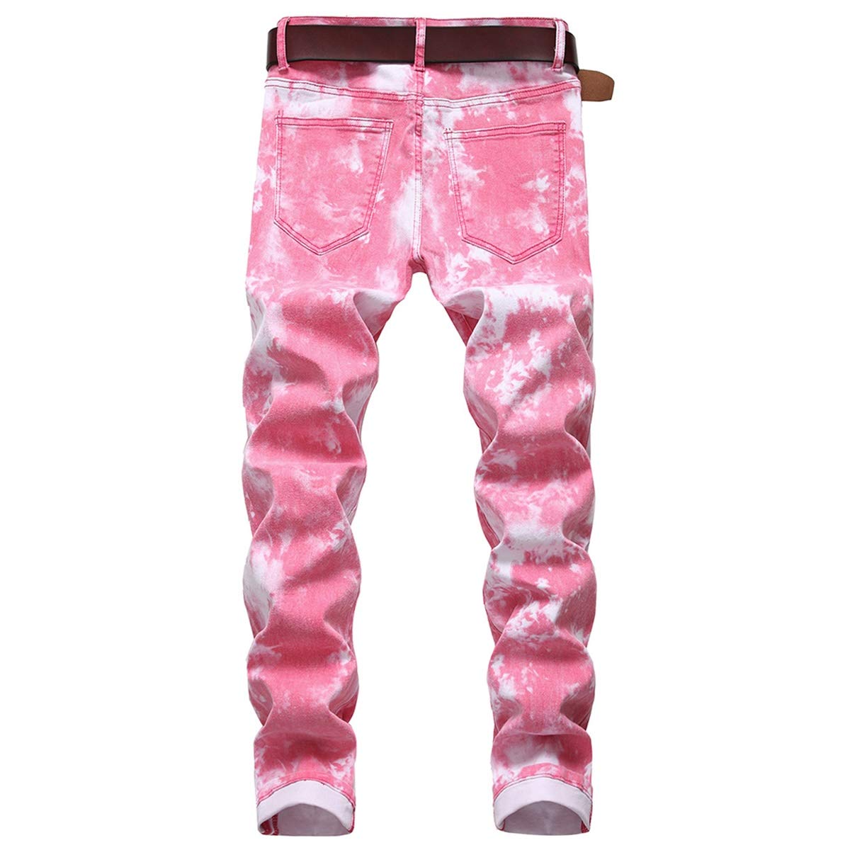 YFFUSHI Men's Clasic Straight Leg Ripped Distressed Stretch Jeans Pants Light Peony