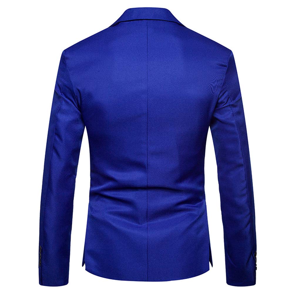 YFFUSHI Mens Suit Jacket 1 Button Notched Lapel Sport Coat Business Daily Blazer Dark Blue