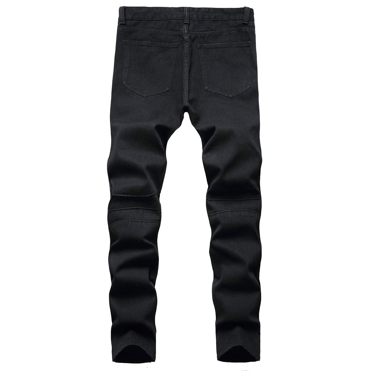 YFFUSHI Mens Skinny Straight Fit Distressed Holes Comfy Denim Jeans Pants Black