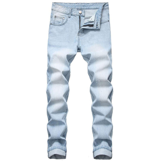 YFFUSHI Men's Classic Slim Fit Jeans Pants Straight-Leg Stretch Comfort Denim Pants Light Blue