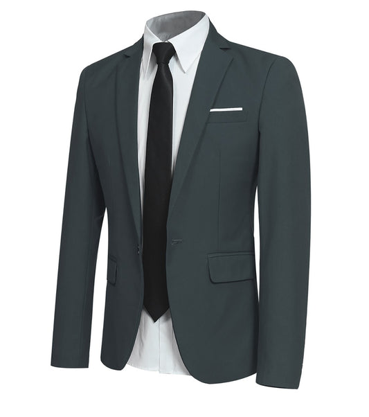 Mens Green Slim Fit One Button Blazer