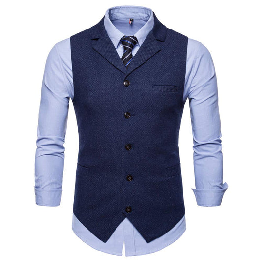 YFFUSHI Mens Slim Fit Formal Premium Button Down Vest Waistcoat Blue