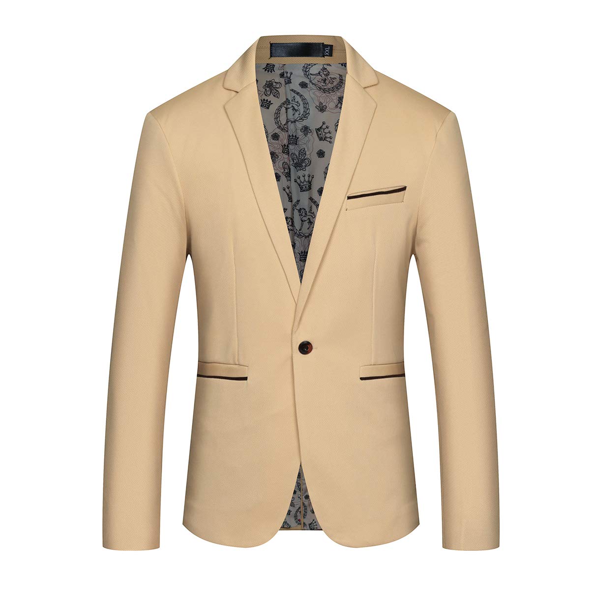 YFFUSHI Mens Slim Fit Sport Coat Casual One Button Solid Color Jacket Blazer Khaki