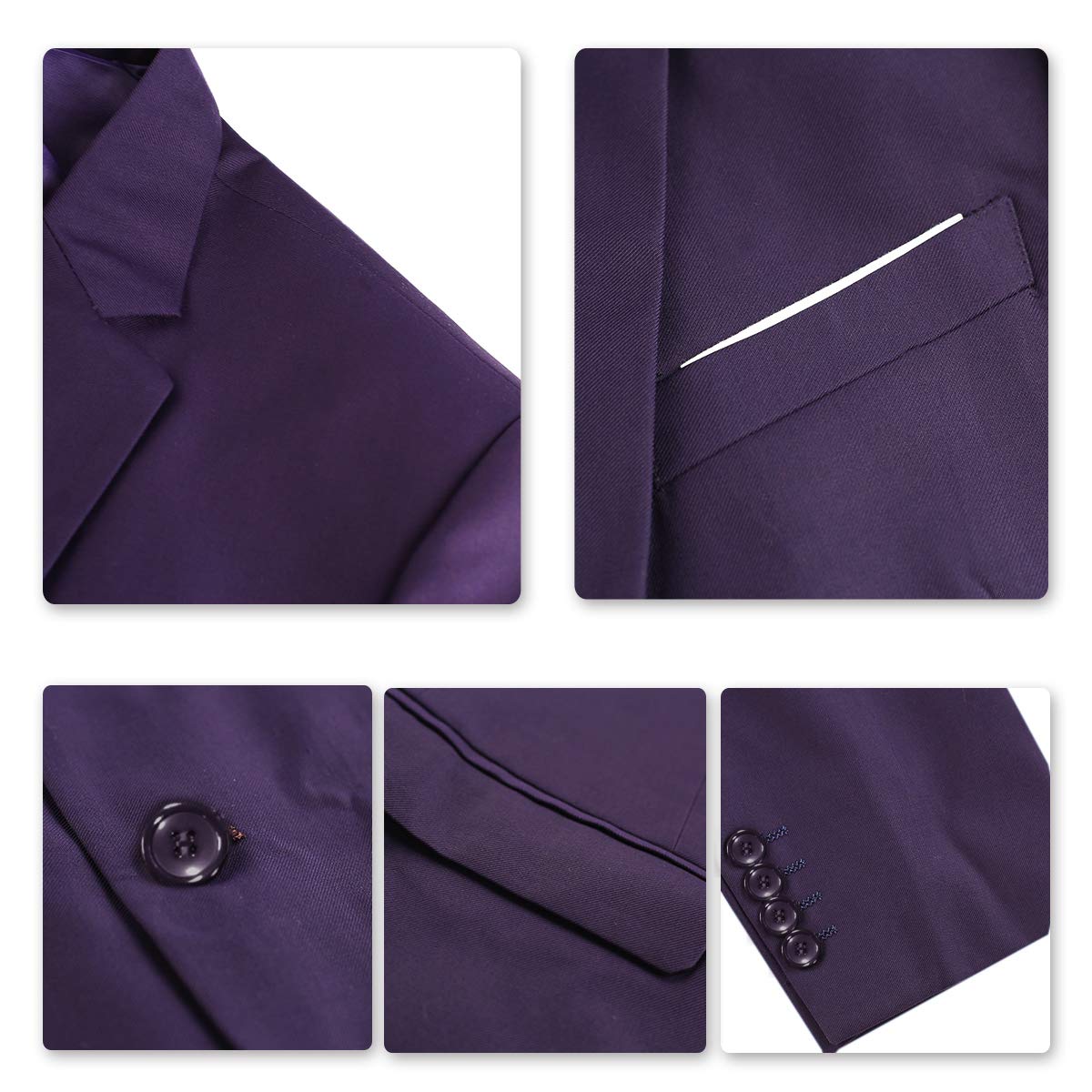 YFFUSHI Mens Suit Jacket Vest 2 Piece Set Slim Fit Separate Casual Formal Dress Tops Purple