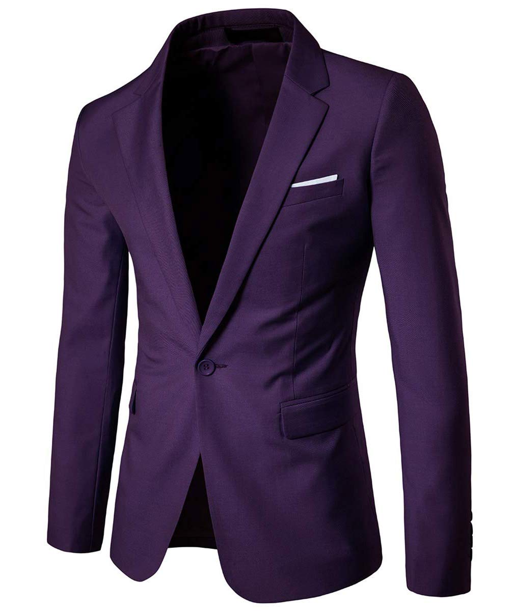 Mens Dark Purple 2 Piece Slim Fit One Button Suits